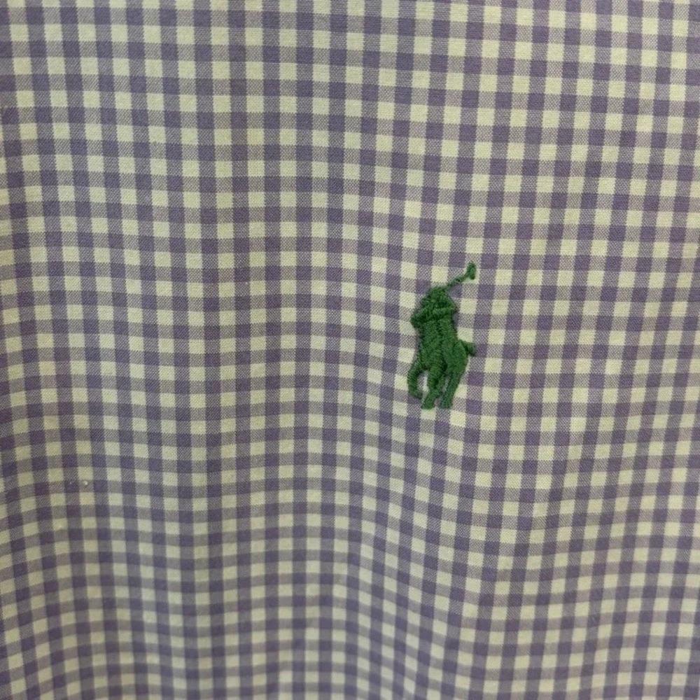 Ralph Lauren Mens XL Slim Fit Gingham Button Down Shirt Purple White Long Sleeve